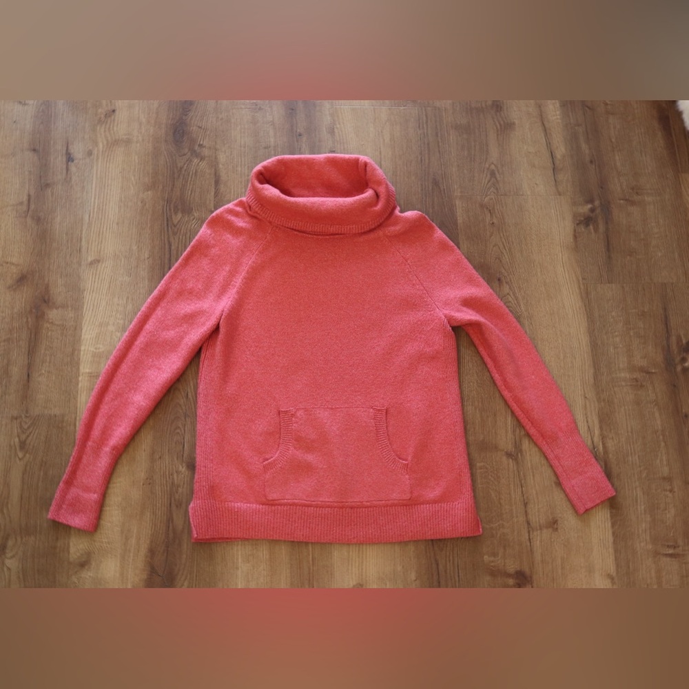 LOFT Coral Cowl Neck Sweater w/pocket, lounge, weekend, sporty, tunic, comfy